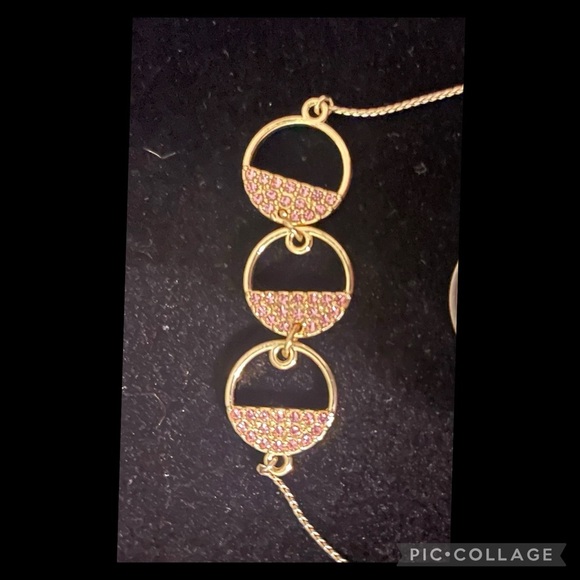 Gold and Pink Circle Pendant Bracelet - Picture 1 of 4